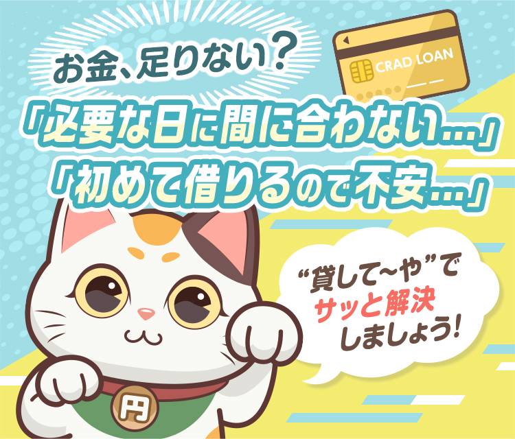 お金、足りない？「必要な日に間に合わない」「初めて借りるので不安...」-'貸してーや'でサッと解決しましょう-